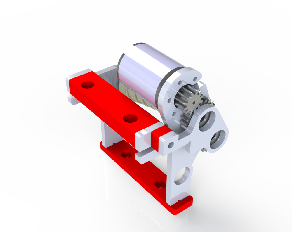 SolidWorks rendering of the spiral dribbler drive assembly